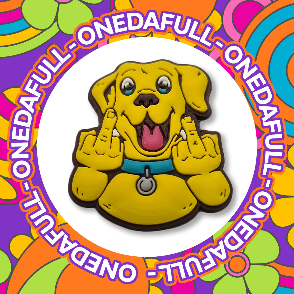 SUPER CUTE Rude Dog Giving Middle Fingers Charm To Fit Crocs/Clogs - Dog