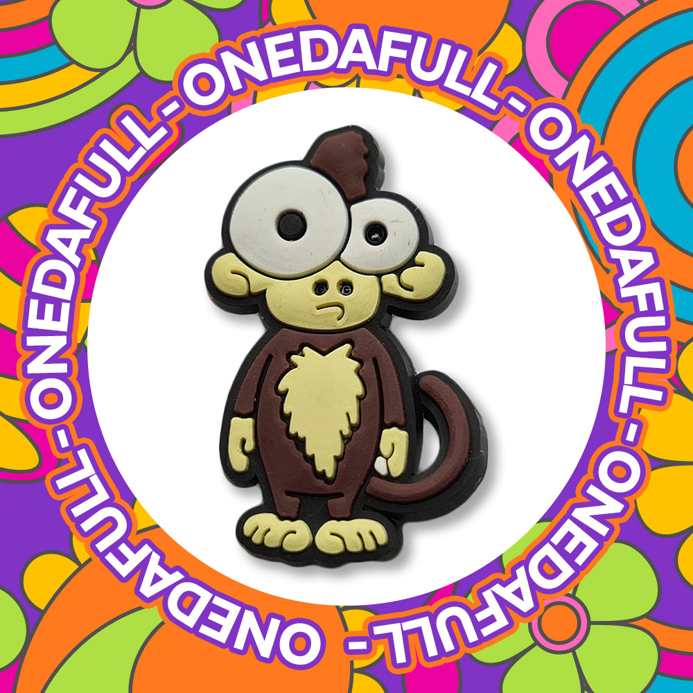 Funny Wide Eyed Monkey Croc Charm - PVC