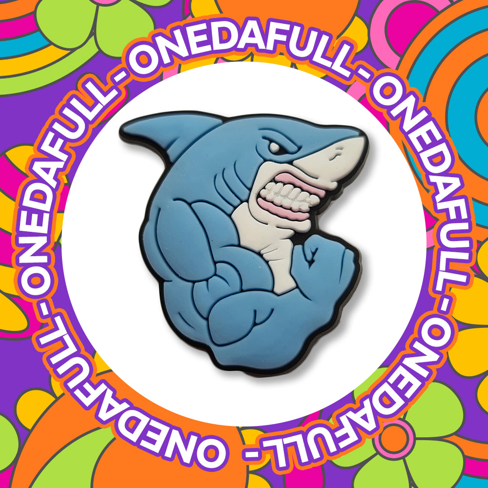 SUPER CUTE Jacked Muscle Gym Shark Charm To Fit Crocs/Clogs - Mammal