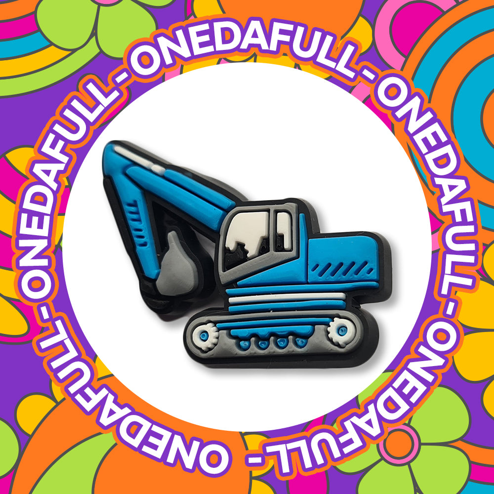 Blue Excavator Digger Croc Charm