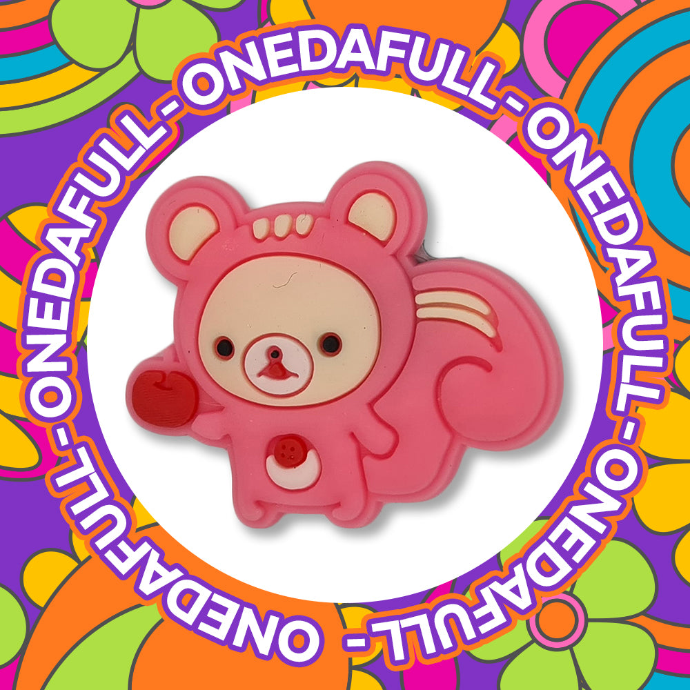 Chunky Pink Bear Clog Charm