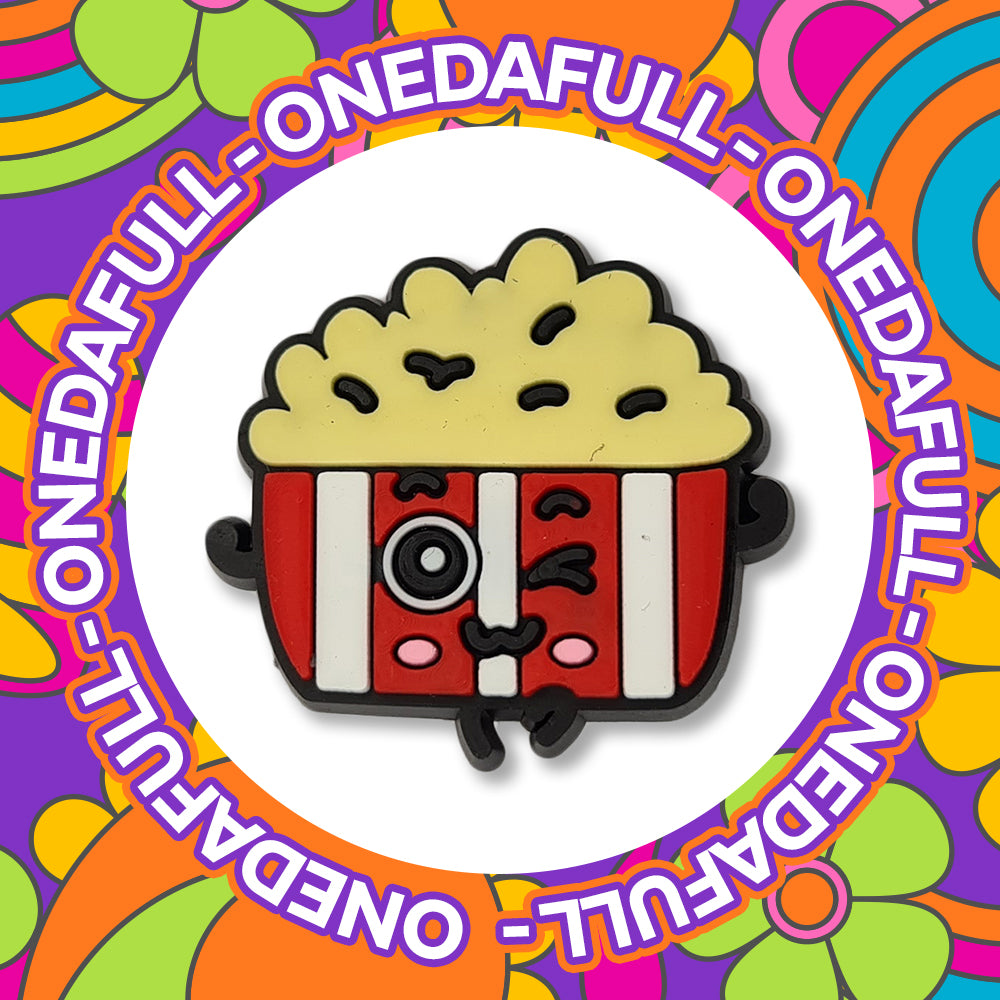 Smiling Winking Popcorn Clog Charm