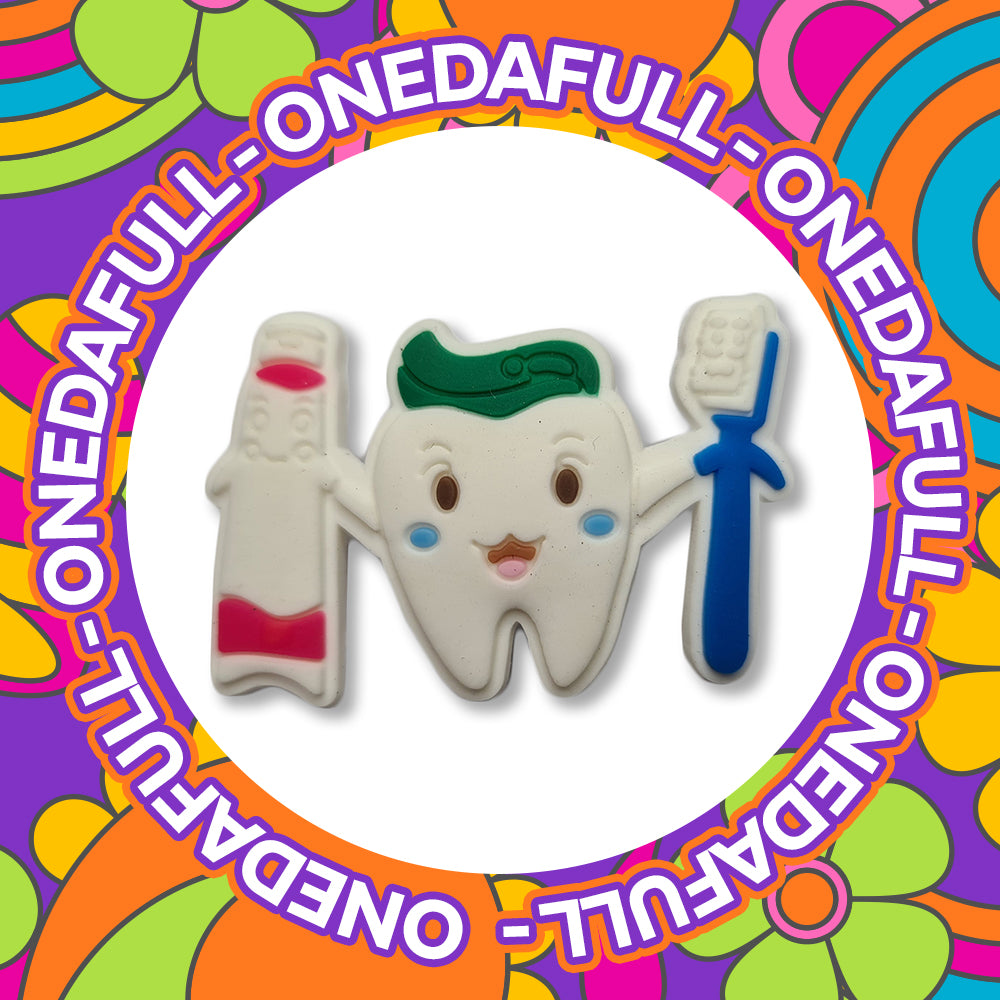 Super Cute Tooth With Brush & Paste - Dentist Charm To Fit Crocs/Clogs
