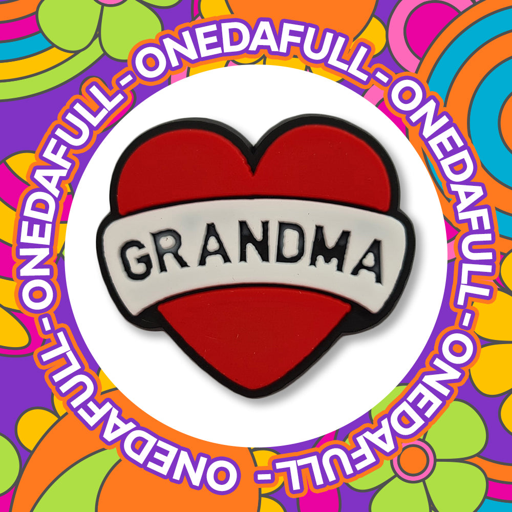 Super Cute - Grandma Heart Tattoo Mothers Day Charm To Fit Crocs/Clogs - LOVE