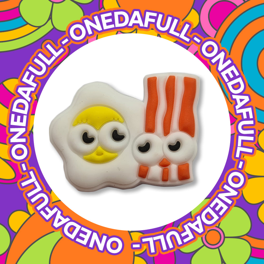 CUTE Bacon & Eggs Breakfast Charm To Fit Crocs/Clogs - FOOD - Happy