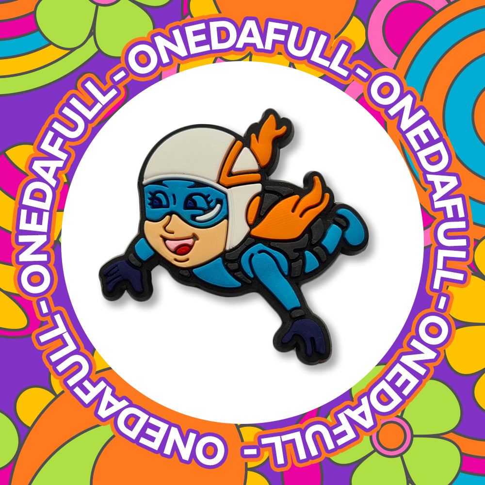 Super Cute Woman Girl Sky Diver Diving Parachute Jump Charm To Fit Crocs/Clogs