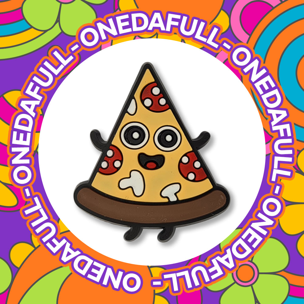 Happy Smiling Slice Of Pizza With Toppings Clog Charm