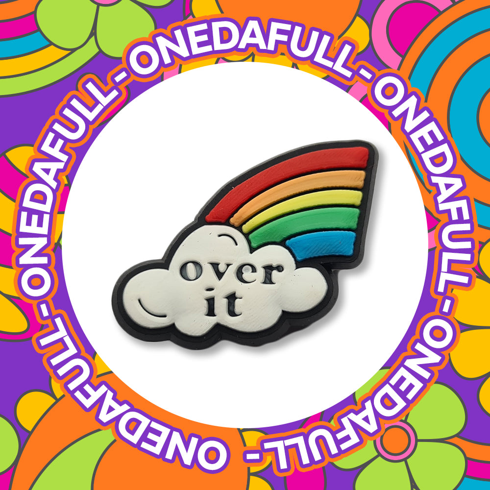 Rainbow Cloud Croc Charm: 3D 'Over It' Clog Decoration