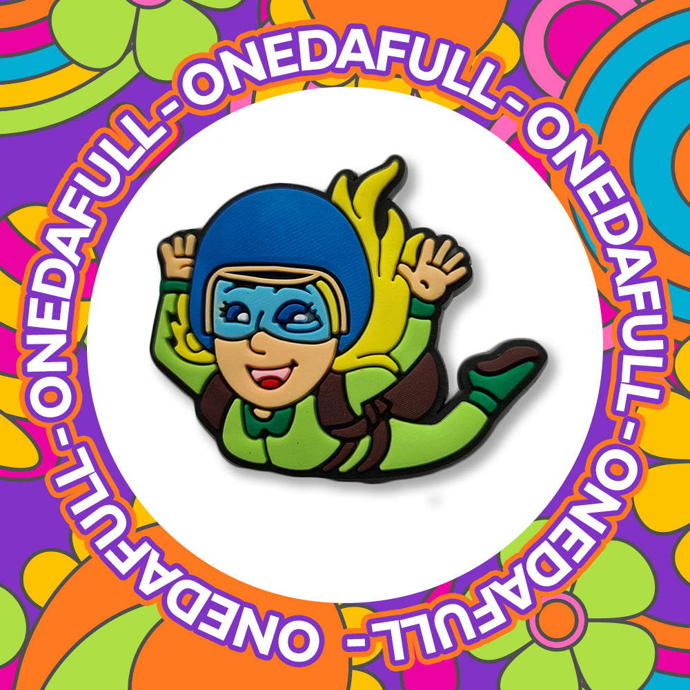 Super Cute Woman Girl Sky Diver Diving Parachute Jump Charm To Fit Crocs/Clogs