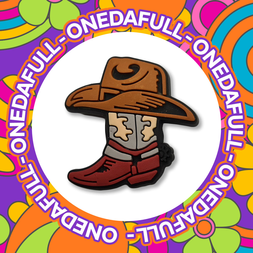 3D Cowboy Boots & Hat Croc Charm: Horse Riding Clog Decoration