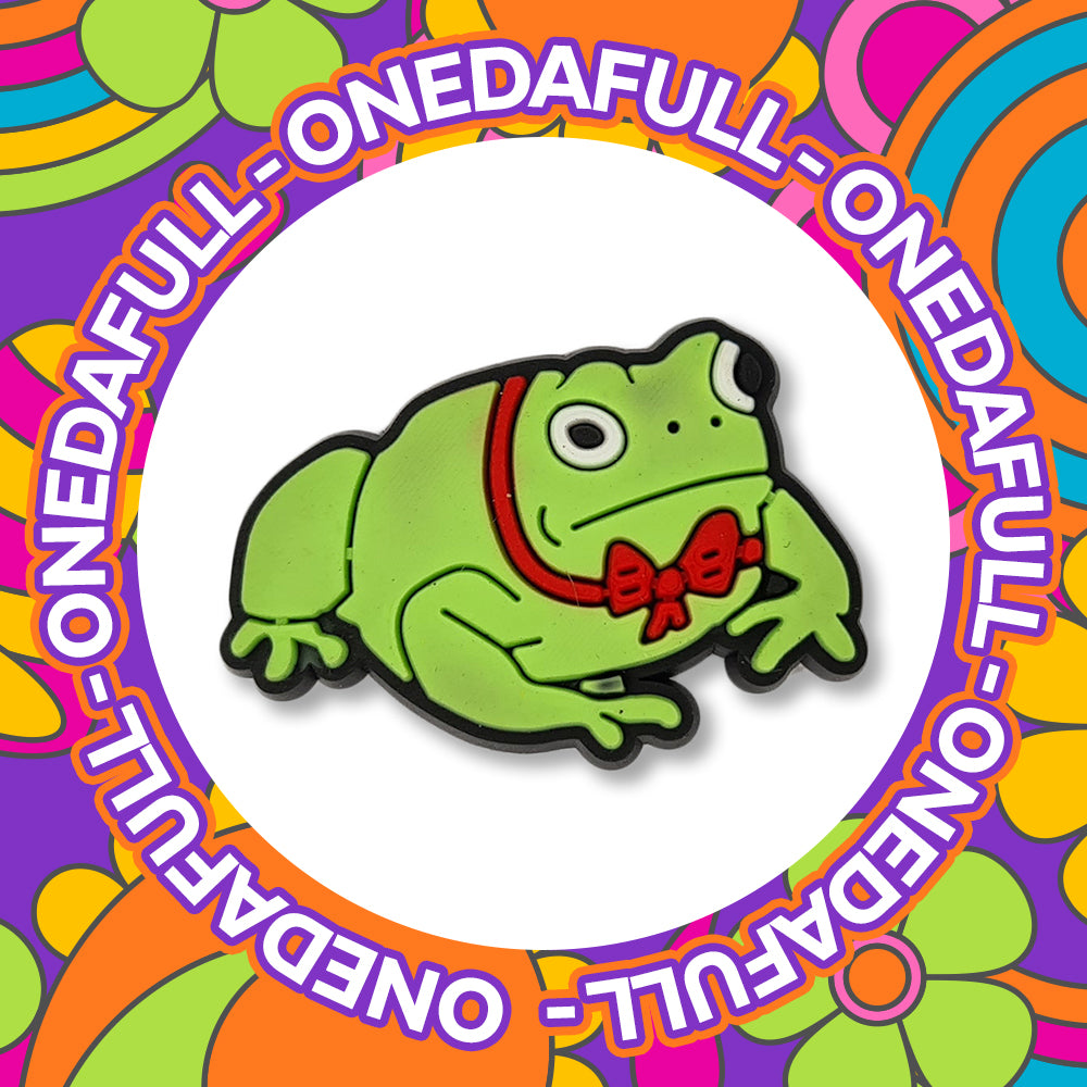 Handsome Frog Toad Wearing Red Bow Tie Clog Charm