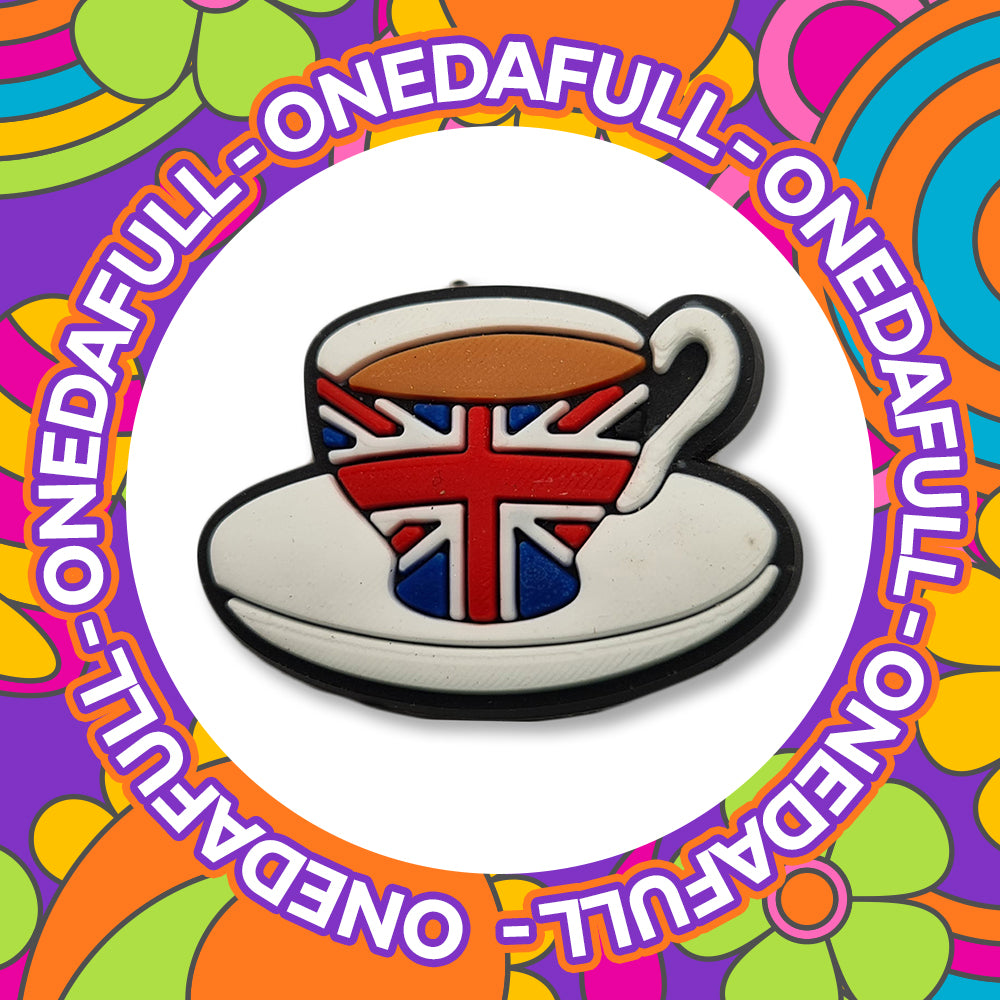 British Tea Cup Croc Charm: Funny 3D Clog Decoration