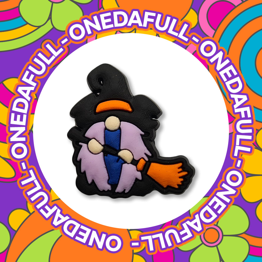 3D Wizard Gonk Croc Charm: Long Hair, Broom