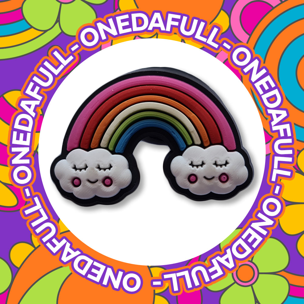 Rainbow With Happy Smiling Clouds Charm To Fit Crocs