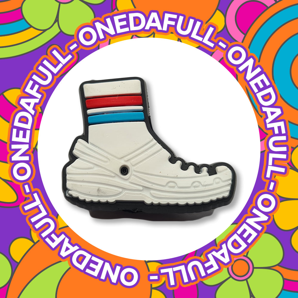 Geeky Croc Charm: Striped Sock In A Croc