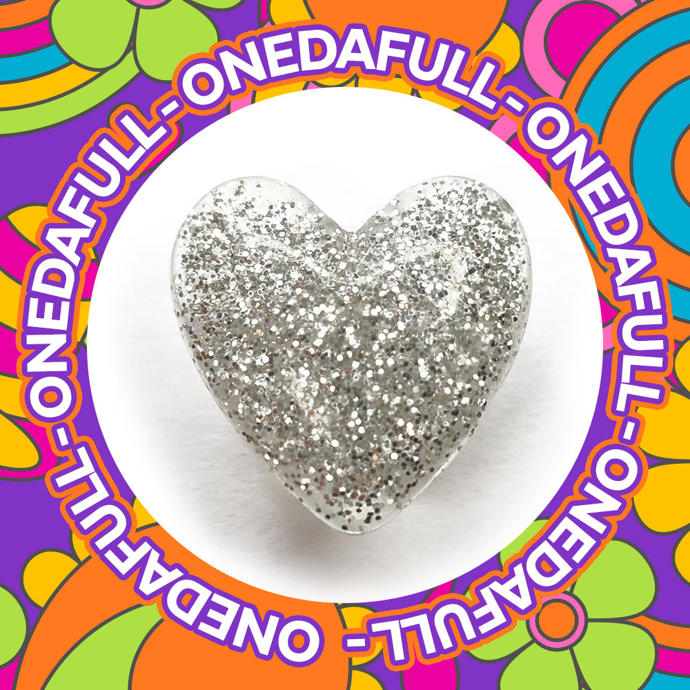 Beautiful Luxury 3d Silver Glitter Love Heart Charm To Fit Crocs/Clogs