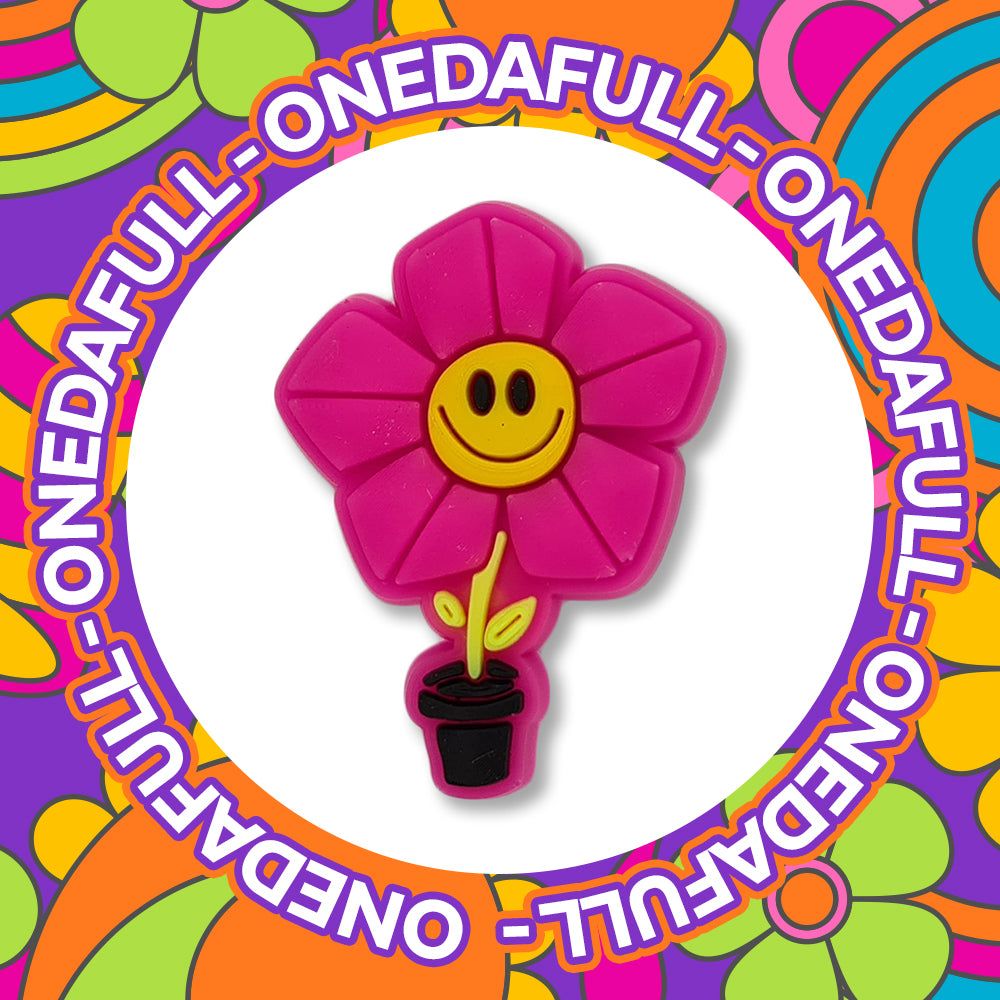 Super Cute Smiling Pink Flower Plant Clog Charm To Fit Crocs