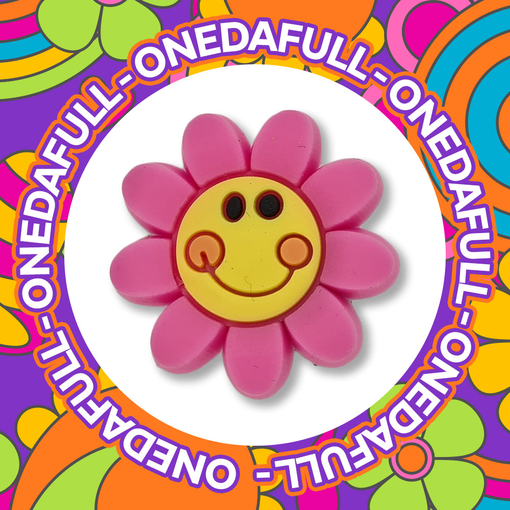 Super Cute Smiling Pink Flower Plant Clog Charm To Fit Crocs