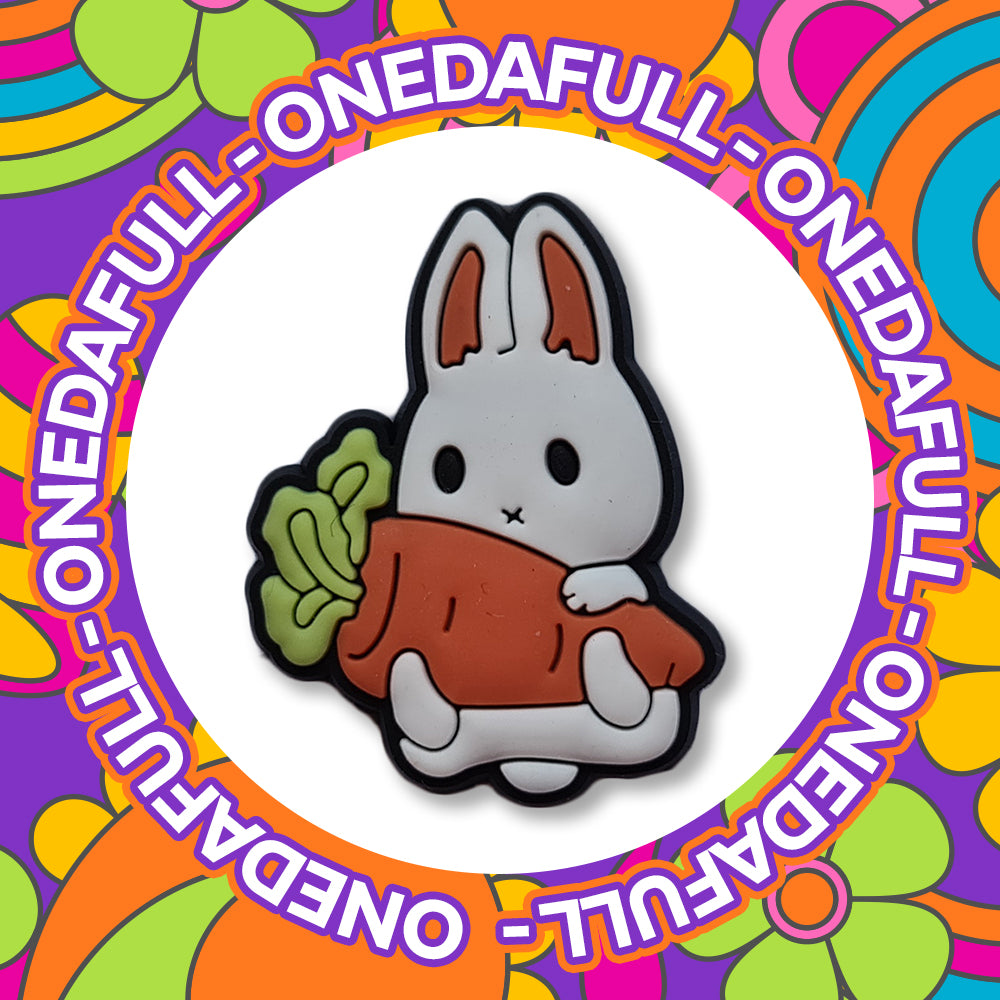 Happy Rabbit Holding A Carrot Charm To Fit Crocs