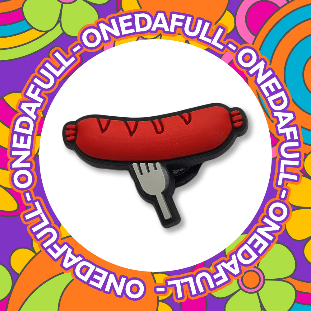 Sausage On Fork Croc Charm: Funny BBQ Food