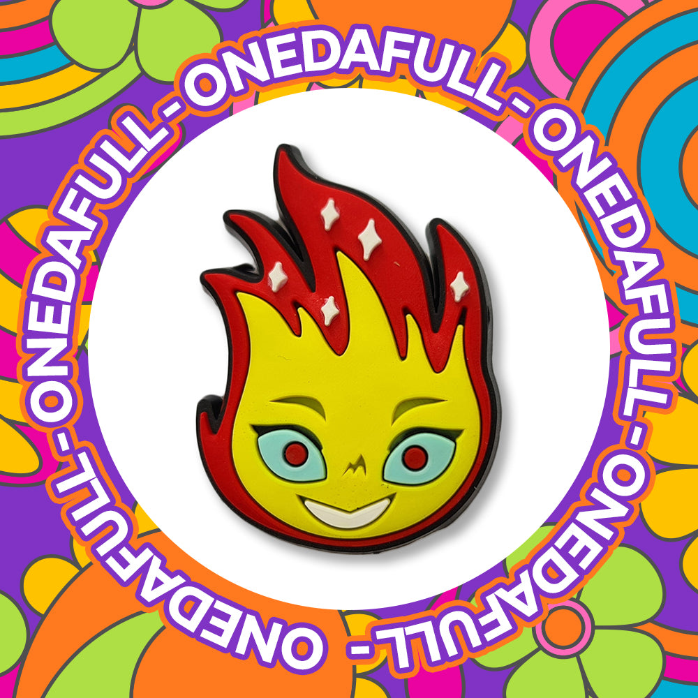 Super Cute Smiling Flame Fire Charm To Fit Crocs/Clogs - Fighter - Emoji - Pretty