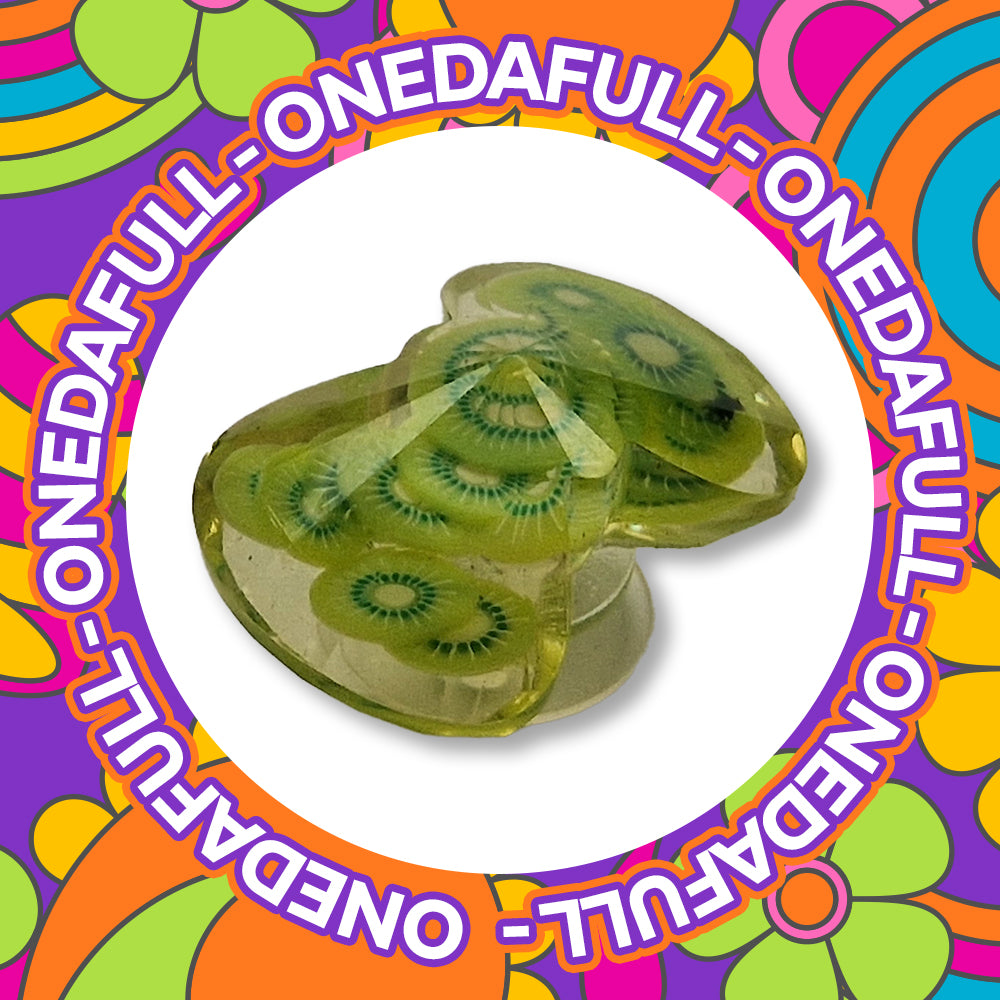 Beautiful Luxury Chunky Shiny Kiwi Fruit Bow Charm To Fit Crocs/Clogs - 3D Resin