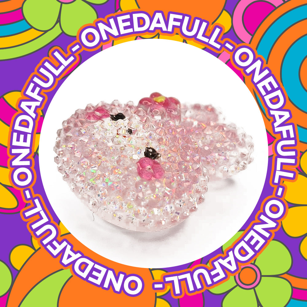 Beautiful Luxury 3d Resin Pink Rabbit With Flower Charm To Fit Crocs/Clogs