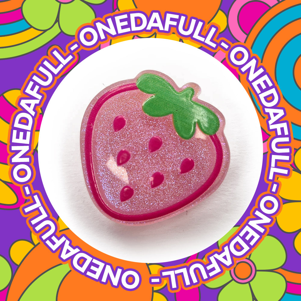 Beautiful Luxury 3d Resin Pink Glitter Strawberry Charm To Fit Crocs/Clogs