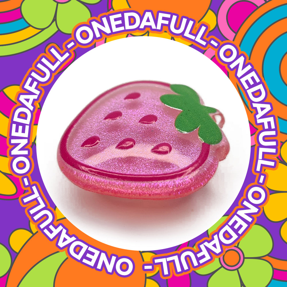 Beautiful Luxury 3d Resin Pink Glitter Strawberry Charm To Fit Crocs/Clogs