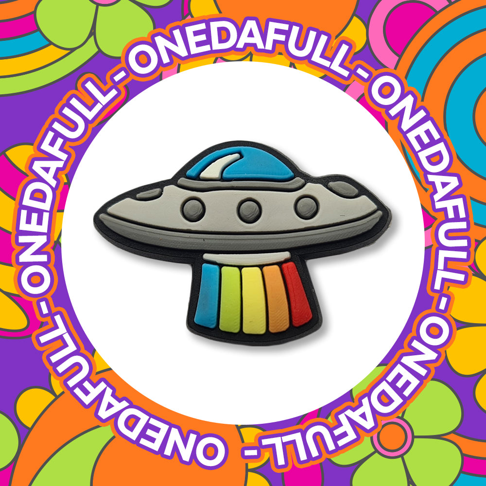 UFO Rainbow Ship Croc Charm - Space Alien Clog
