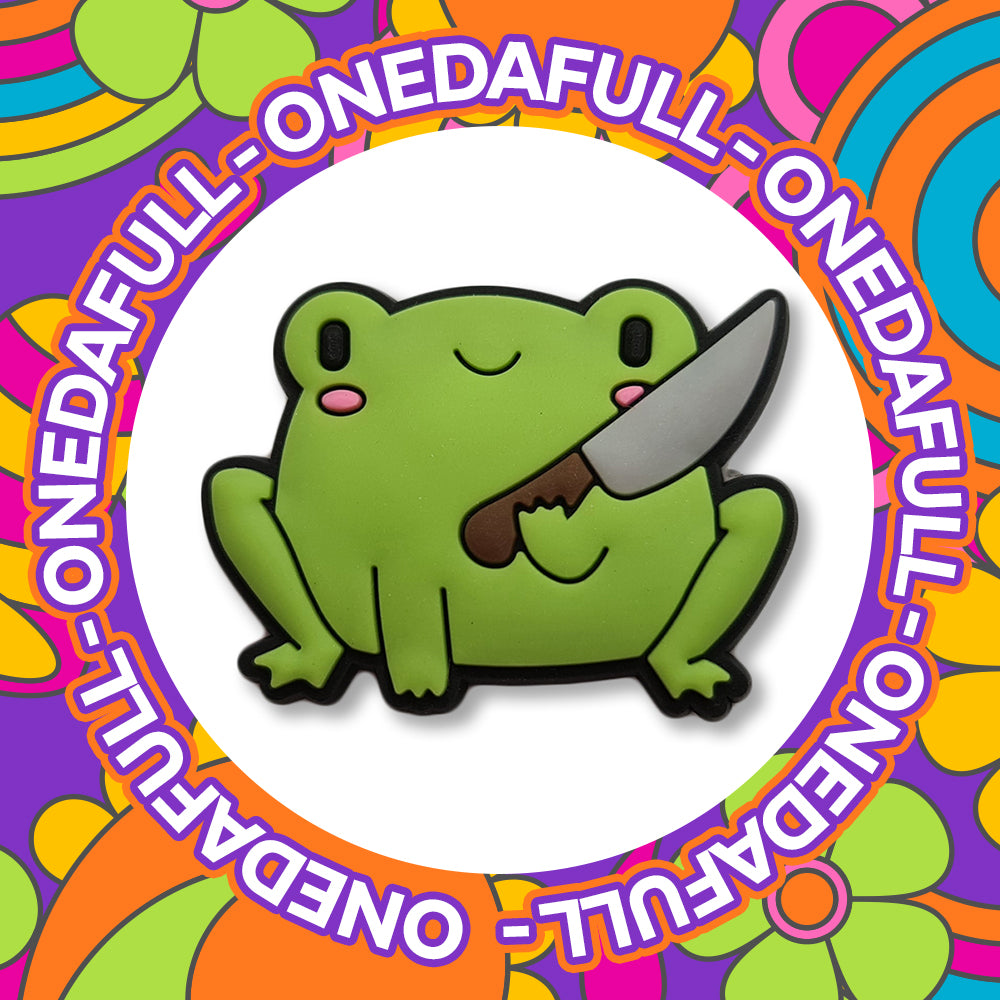 SUPER CUTE Funny Frog Toad With A Knife Charm To Fit Crocs/Clogs