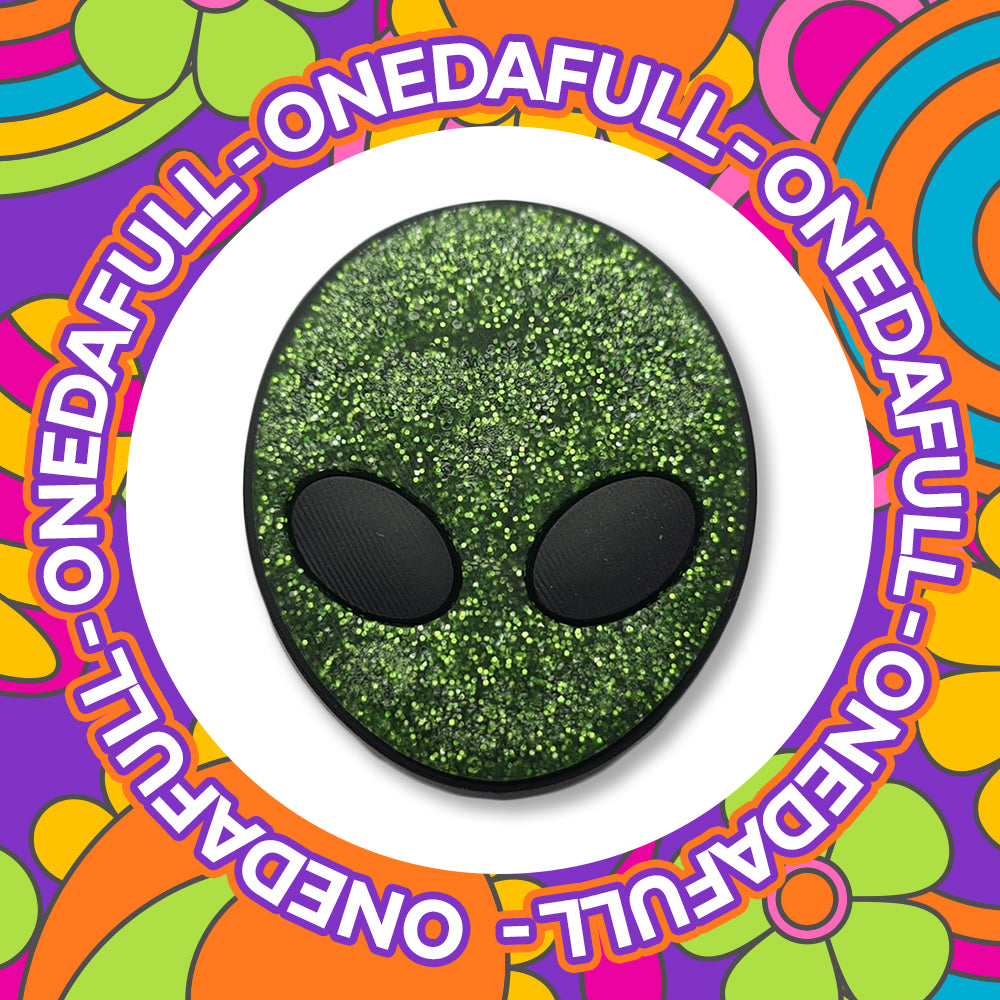 Green Glitter Alien Head Charm for Crocs/Clogs