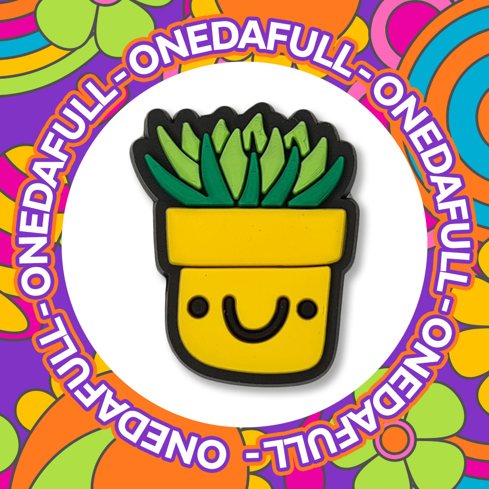 Smiling Yellow Plant Pot Clog Charm