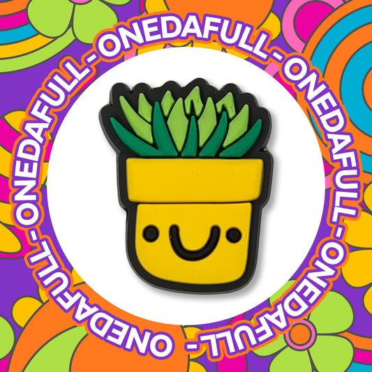 Smiling Yellow Plant Pot Clog Charm
