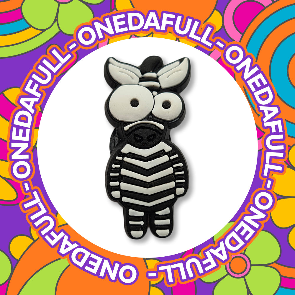 Funny Wide-Eyed Zebra Croc Charm - PVC Clog Decoration