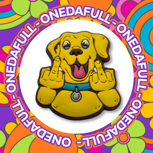 SUPER CUTE Rude Dog Giving Middle Fingers Charm To Fit Crocs/Clogs - Dog
