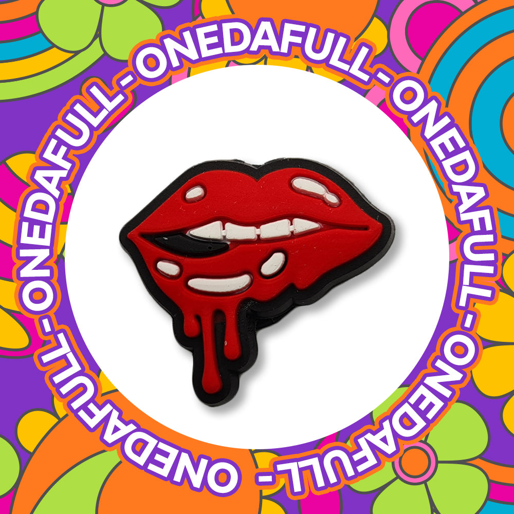 SUPER CUTE Sexy Seductive Dripping Red Lip Bite Charm To Fit Crocs/Clogs - 3D