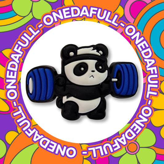 Super Cute Weight Lifting Chunky Panda Croc Charm - Gym
