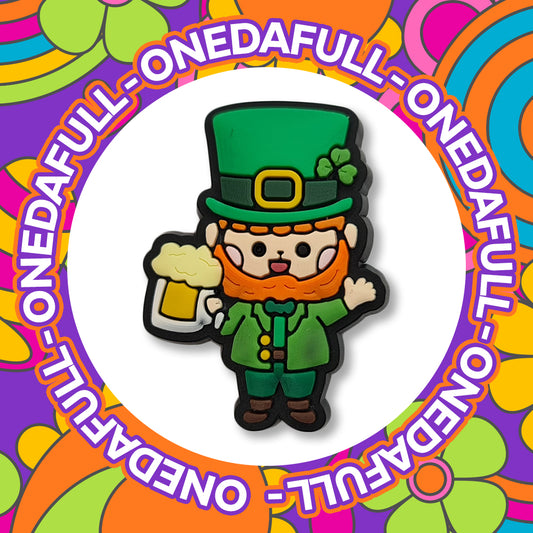 Super Cute Ginger Irish Lucky Leprechaun Gonk With A Beer Charm To Fit Crocs/Clogs - Lager