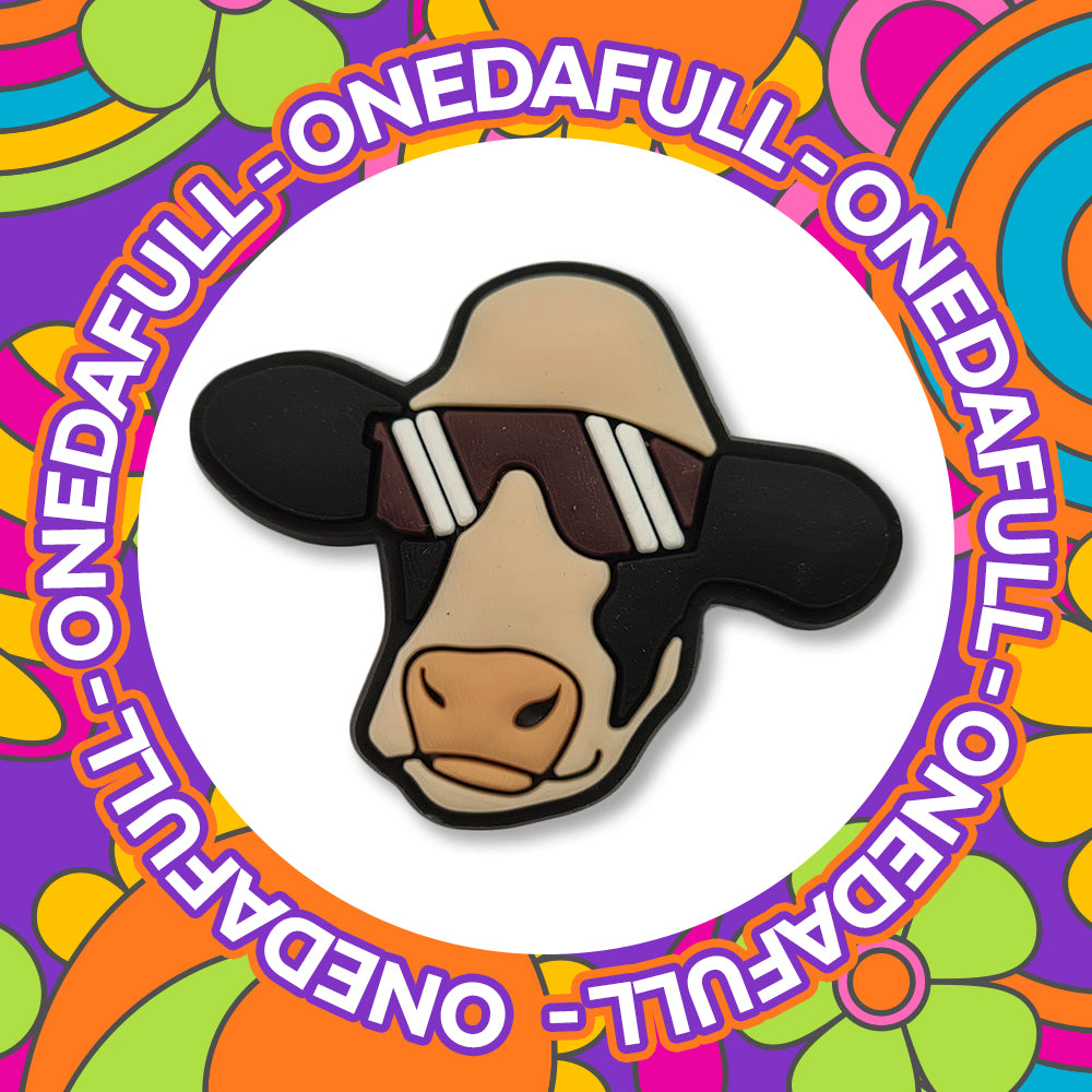 SUPER CUTE Funny Cow Wearing Sunglasses Charm To Fit Crocs/Clogs - Farm Animal