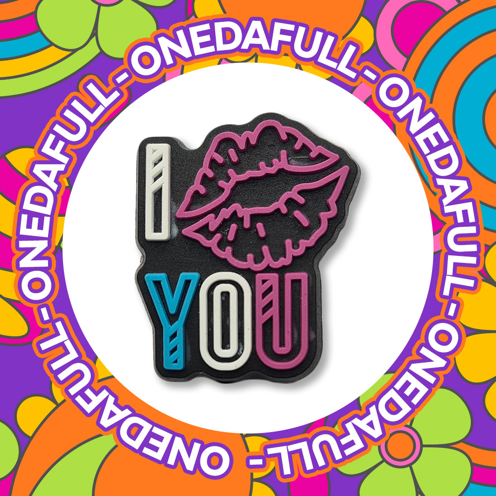 Retro I Kiss You Lips Croc Charm - 3D Fashion