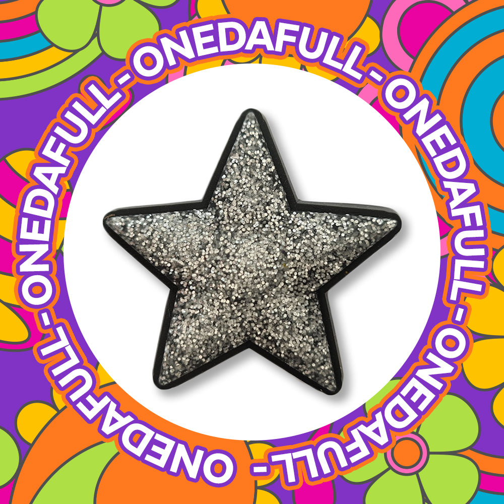 SUPER CUTE Glitter Silver Star Sparkle Charm To Fit Crocs/Clogs - Pretty