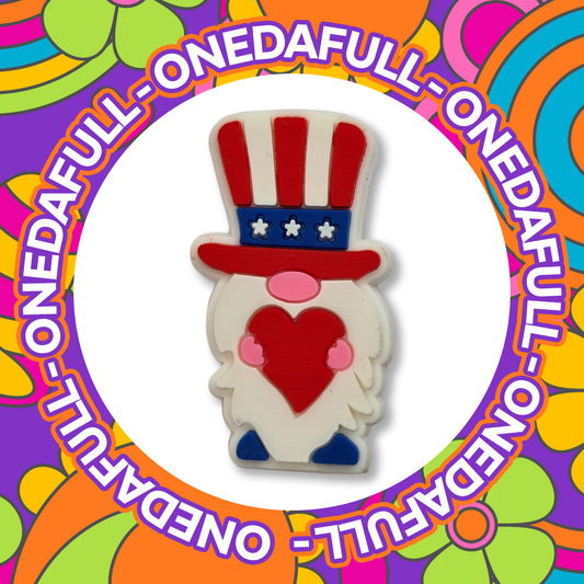 Super Cute Uncle Sam USA Flag Suit Gonk With Love Heart Charm To Fit Crocs/Clogs - America