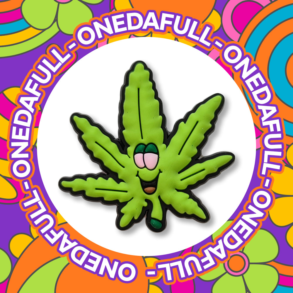 STONER - Happy Baked Leaf Croc Charm - Smoker - - Green - Ganja - Herbal