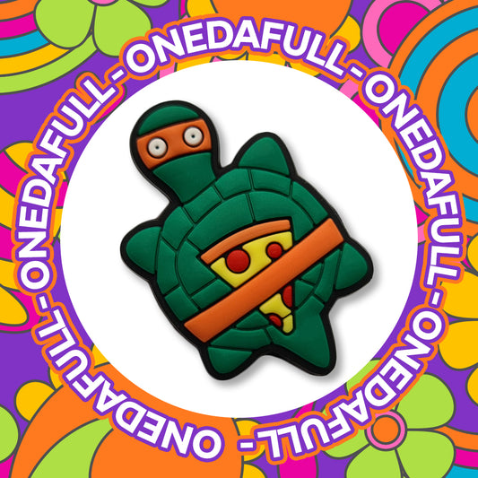 SUPER CUTE Flat Turtle With Pizza - Charm To Fit Crocs/Clogs - Animal