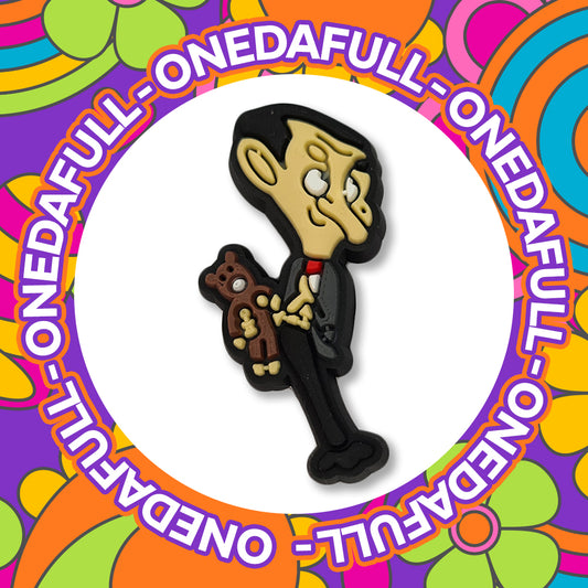 Super Cute Retro Mr Bean with Teddy Funny Comedy 90s - Charms For Crocs / Shoes