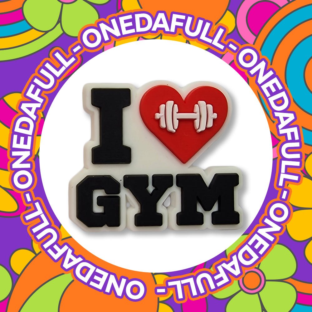 Super Cute I Love Gym Croc Charm - Weight Love Heart