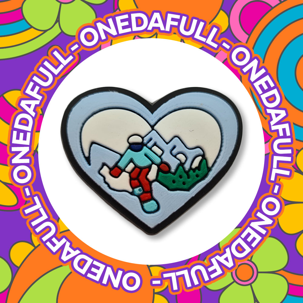 Super Cute Snowboarding Mountain Snow Scene Love Heart Croc Charm Sport Holiday