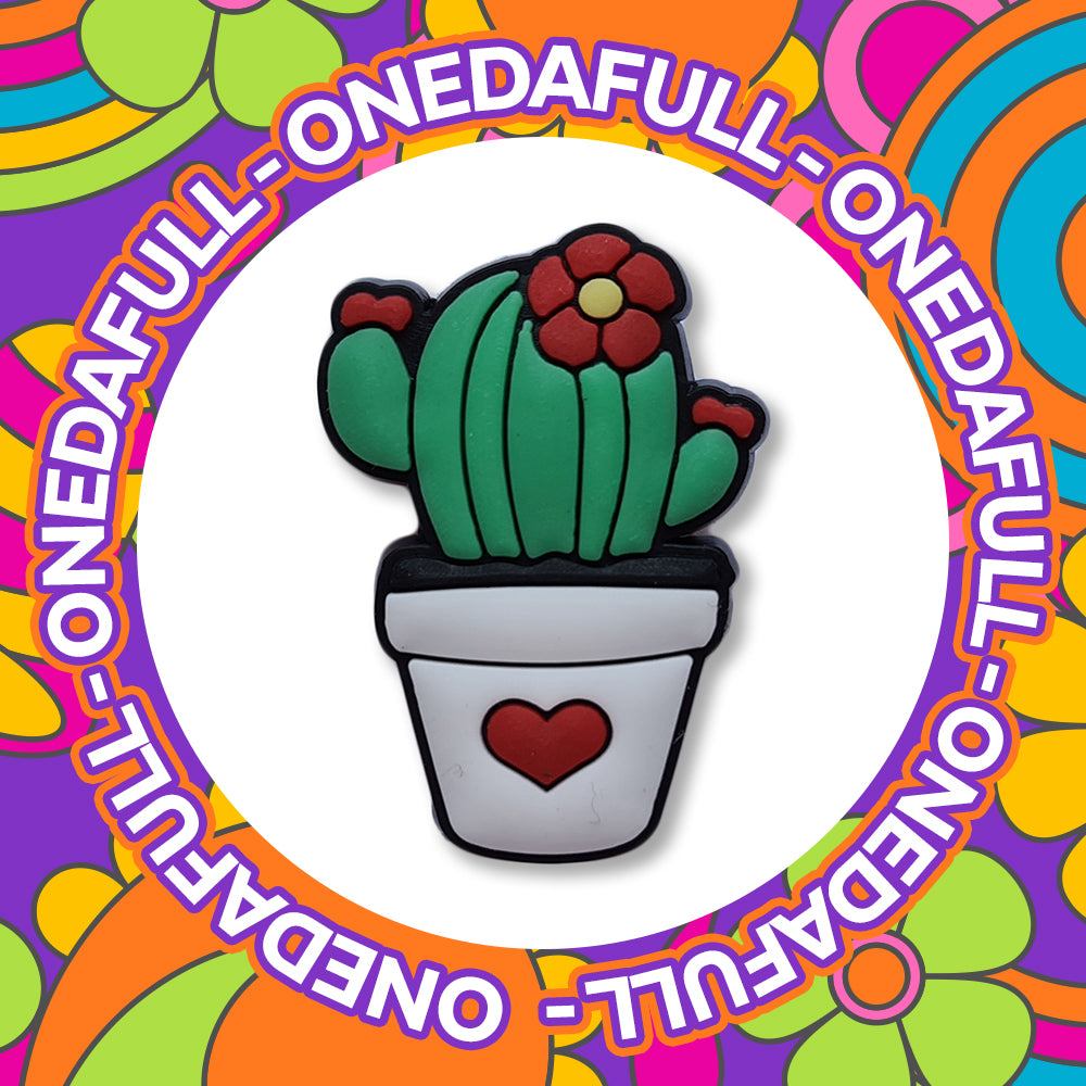 Love Heart Cactus Plant Charm To Fit Crocs