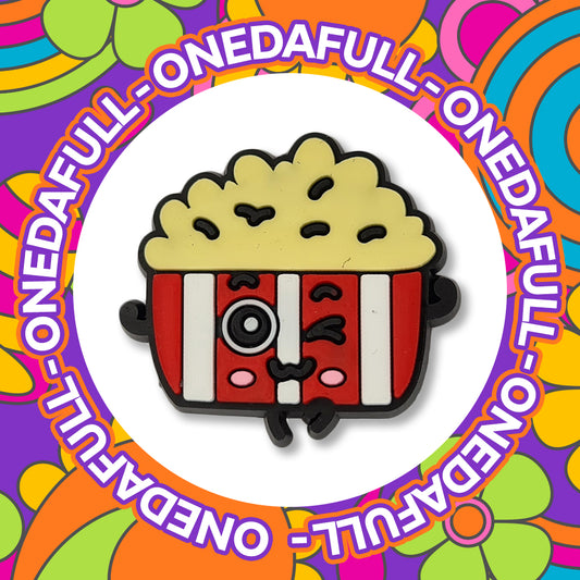 Smiling Winking Popcorn Clog Charm
